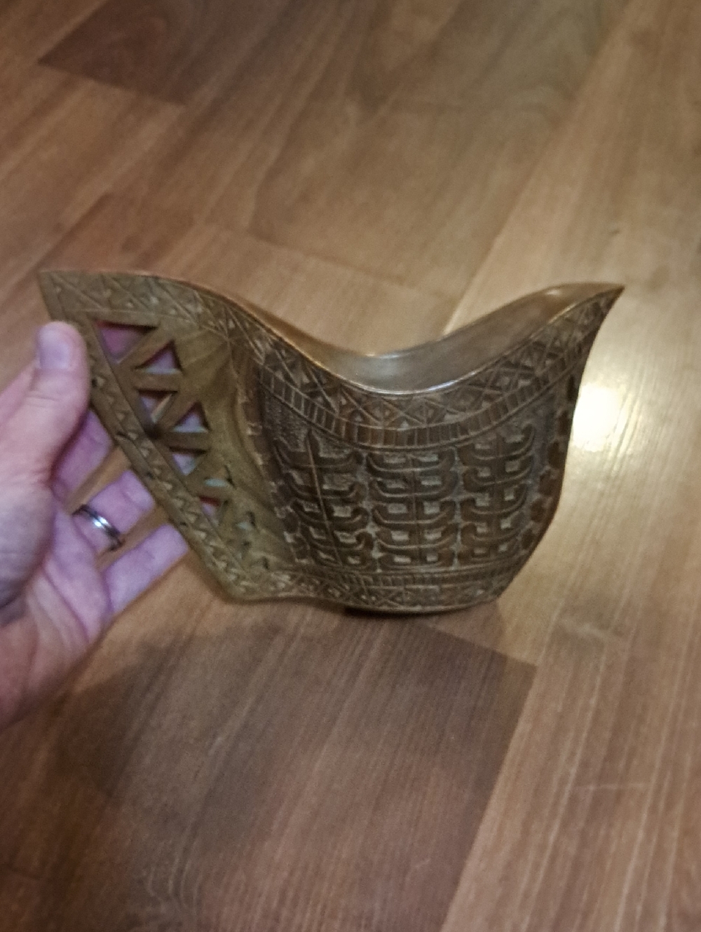 Rare!! Vintage Wooden Crafted Wedding Cup, Hand Carved 1960s
